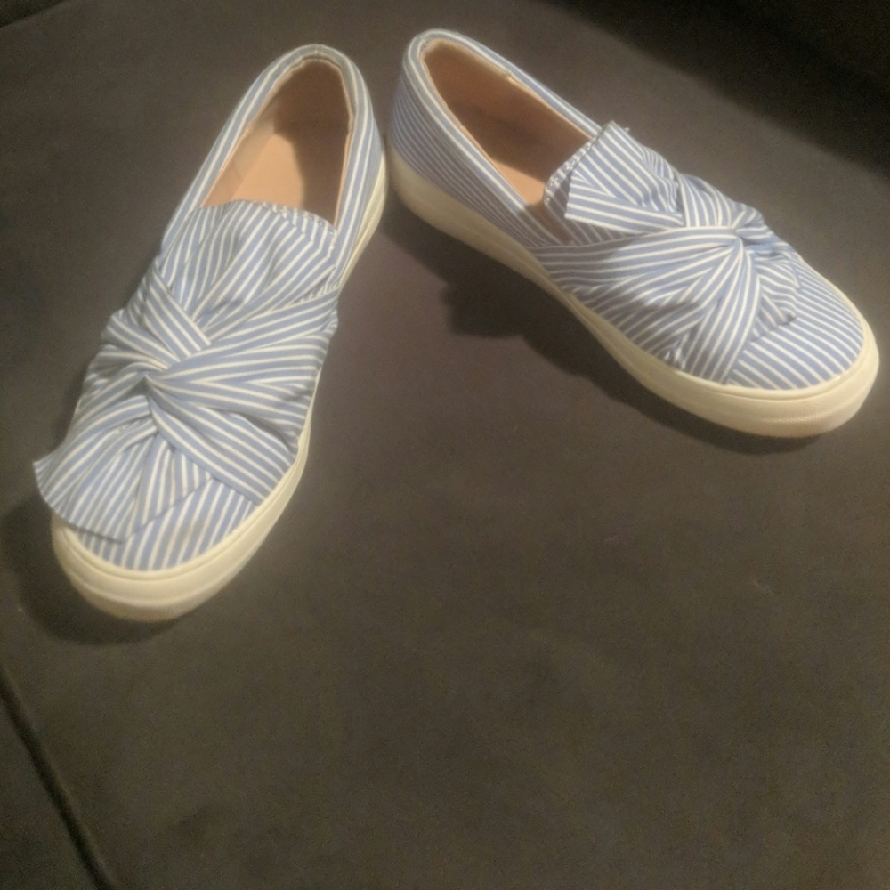 Casual/ Dressy Blue Stripe Canvass Slip Ons